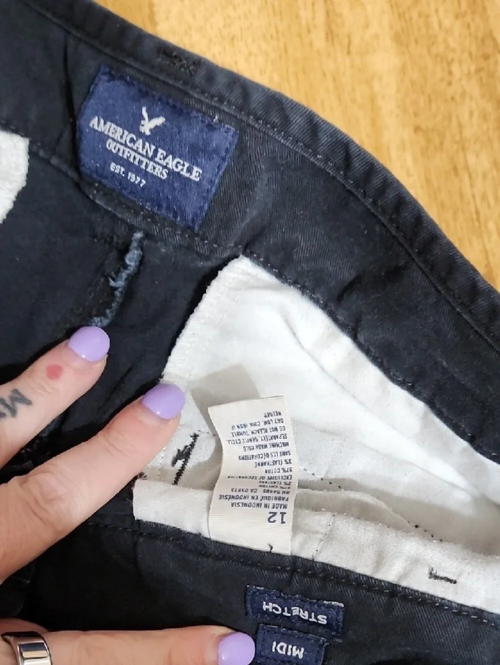 American Eagle Outfitters Black Midi Chino Shorts